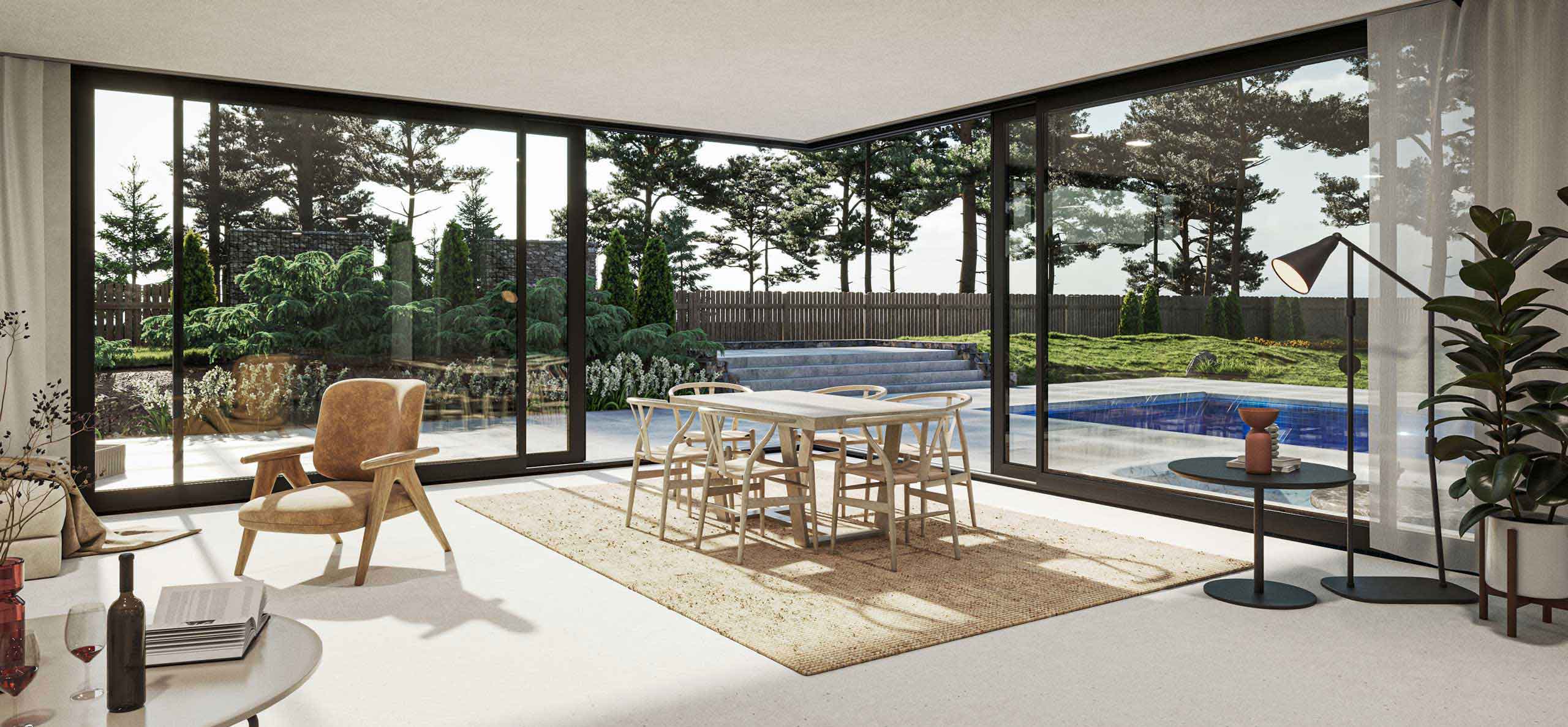 DOMO 160RT - Ventana de aluminio corredera para grandes dimensiones con esquina libre